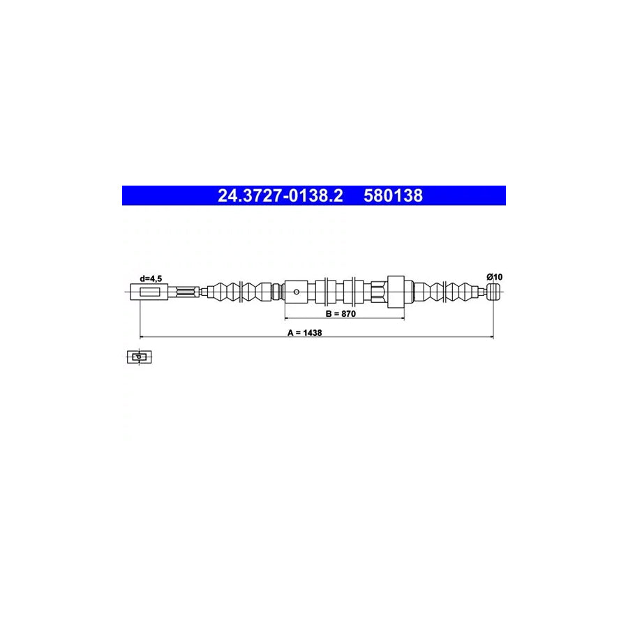 ATE 24.3727-0138.2 Hand Brake Cable