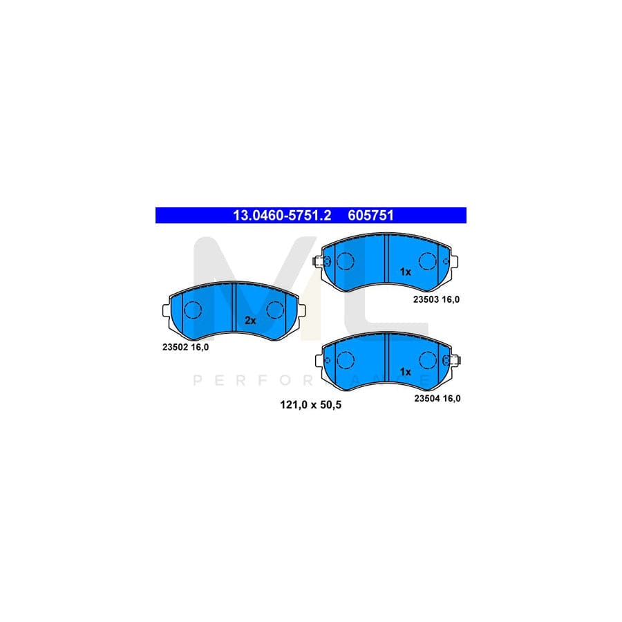 ATE 13.0460-5751.2 Brake pad set for NISSAN PATROL with acoustic wear warning | ML Performance Car Parts