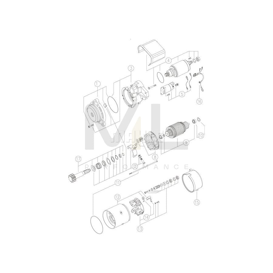 MAHLE ORIGINAL MS 144 Starter motor 24V 6,5kW, Teeth Quant.: 17 | ML Performance Car Parts