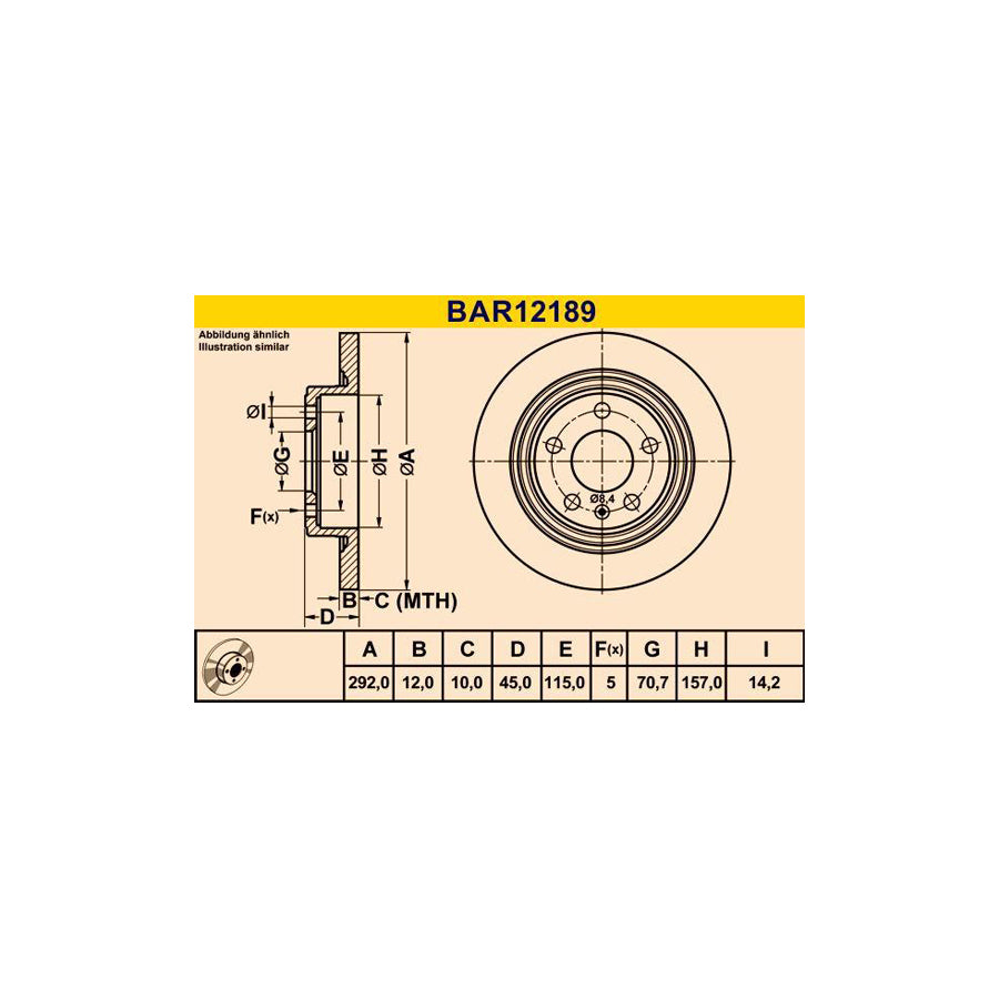 Barum BAR12189 Brake Disc