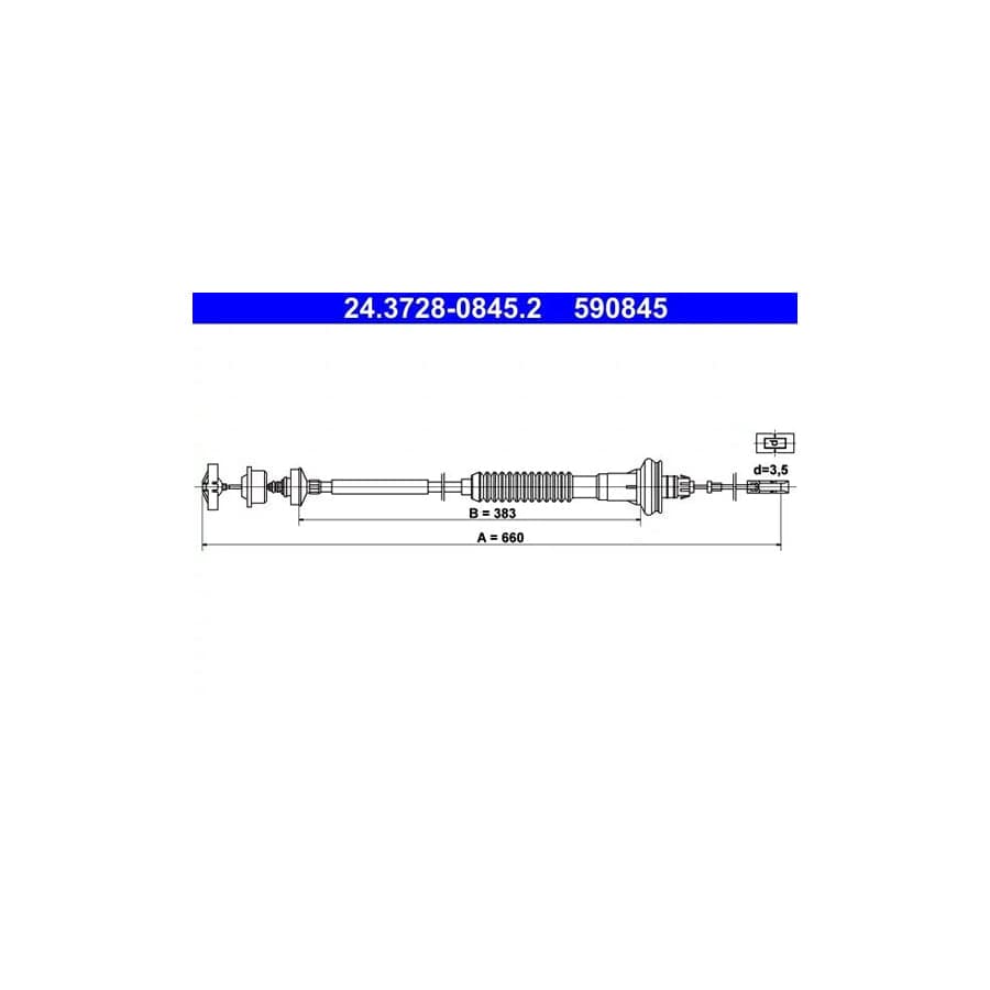 ATE 24.3728-0845.2 Clutch Cable For Peugeot 206