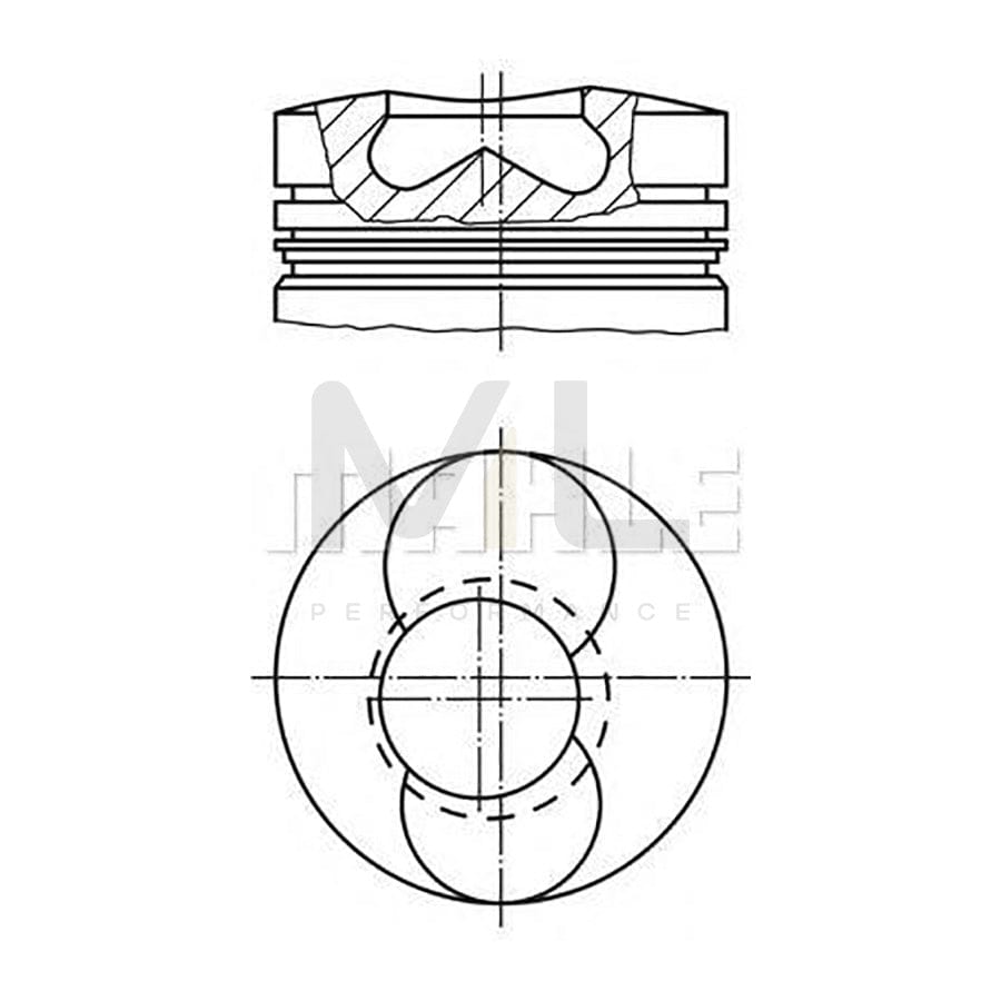 MAHLE ORIGINAL 1018501 Piston 128,5 mm, with piston rings, with cooling duct, with piston ring carrier | ML Performance Car Parts