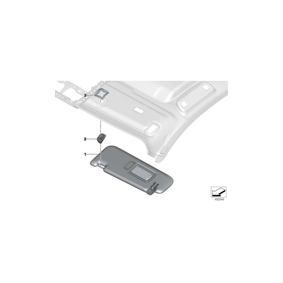 Genuine BMW 51167471148 G01 G02 Sun Visor With Label, Right CANBERRABEIGE (Inc. X3) | ML Performance UK Car Parts