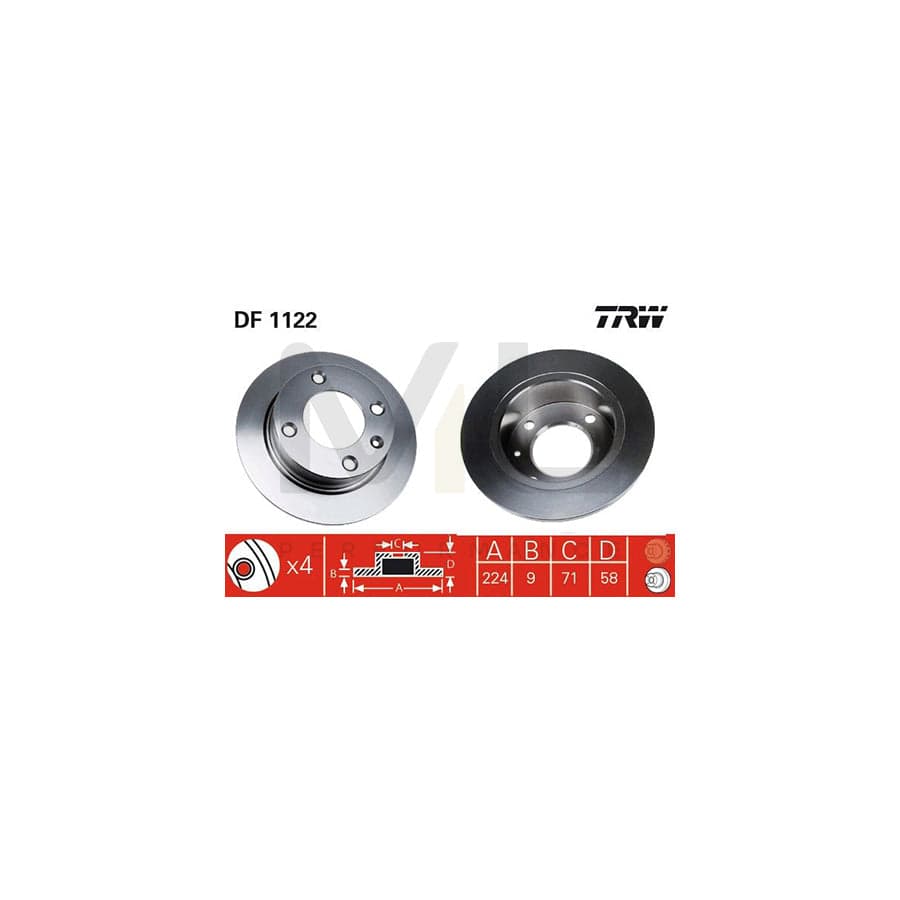 TRW DF1122 Brake Disc for CITRO??? XANTIA Solid, Painted | ML Performance Car Parts