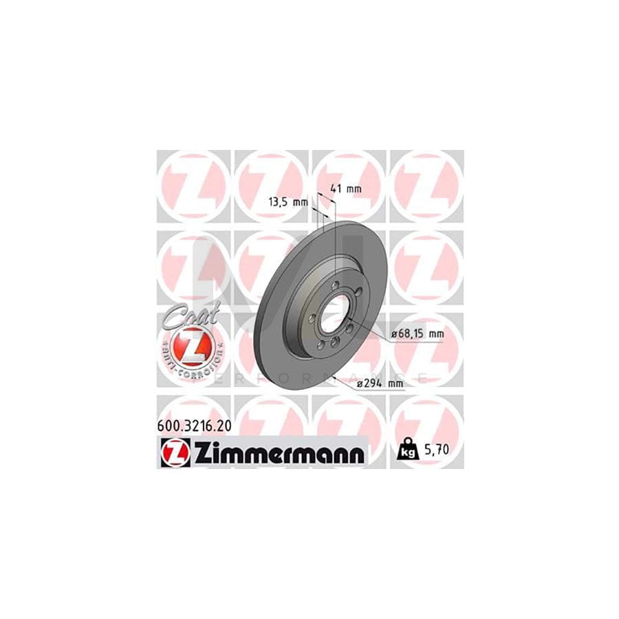 ZIMMERMANN COAT Z 600.3216.20 Brake Disc Solid, Coated | ML Performance Car Parts