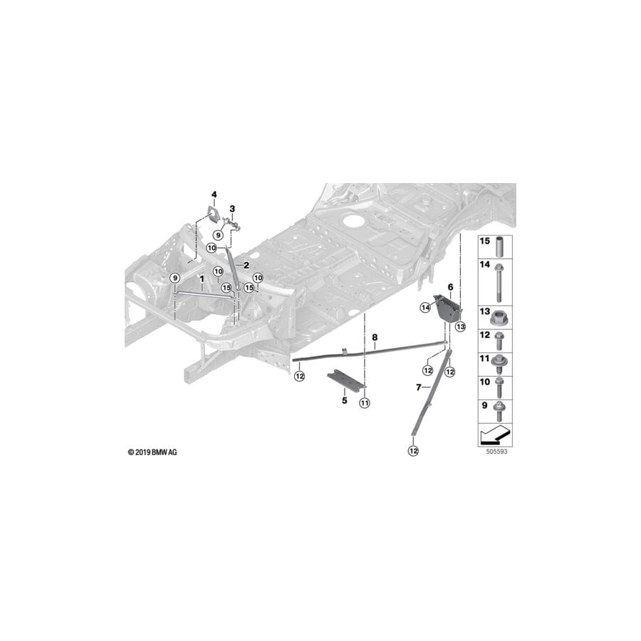 Genuine BMW 51617329746 G06 G05 G07 Strut Tower Brace, Front Right (Inc. X6 30dX, X6 M50iX & X5 M50dX) | ML Performance UK Car Parts