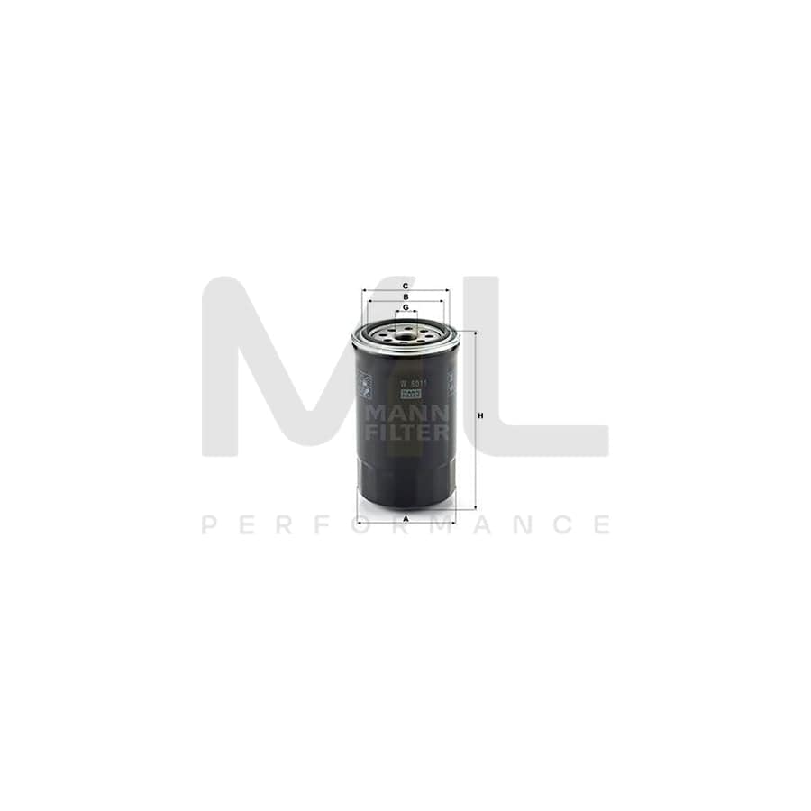 MANN-FILTER W 8011 Oil Filter Spin-on Filter | ML Performance Car Parts