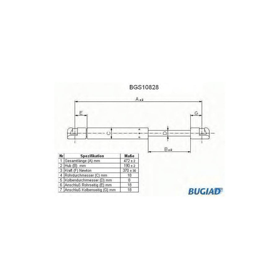 Bugiad BGS10828 Tailgate Strut For Opel Corsa C Hatchback (X01)