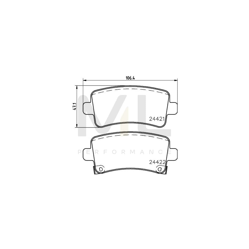 Hella 8DB 355 037-651 Brake Pad Set With Acoustic Wear Warning, With Accessories | ML Performance Car Parts