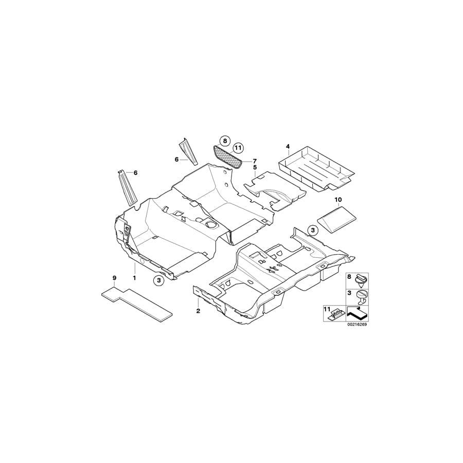 Genuine BMW 51476967994 E61 E60 Storage Net, Footwell, Front GRAU (Inc. 540i, 520i & 535i) | ML Performance UK Car Parts