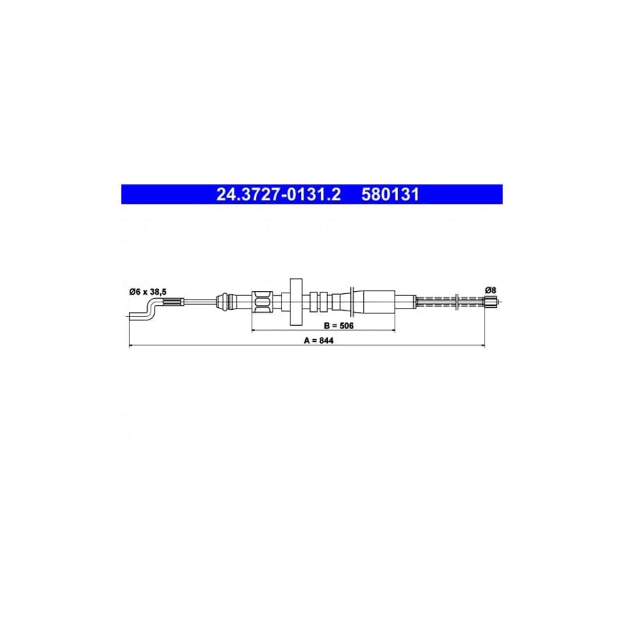 ATE 24.3727-0131.2 Hand Brake Cable For Vw Transporter