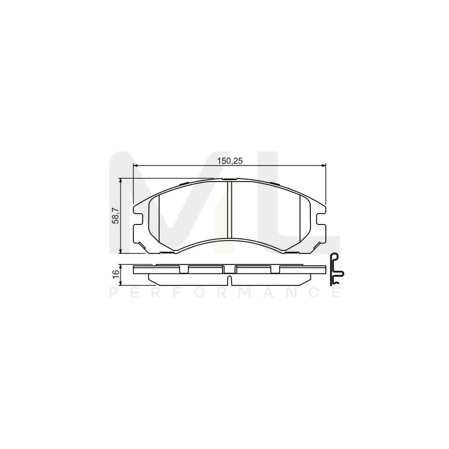 Bosch 0986495252 Brake Pad Set With Acoustic Wear Warning, With Anti-Squeak Plate BP1552 | ML Performance Car Parts