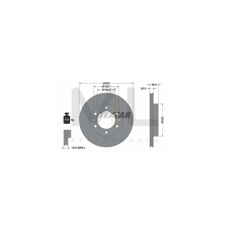 TEXTAR 92080400 Brake Disc Internally Vented, without wheel hub, without wheel studs | ML Performance Car Parts