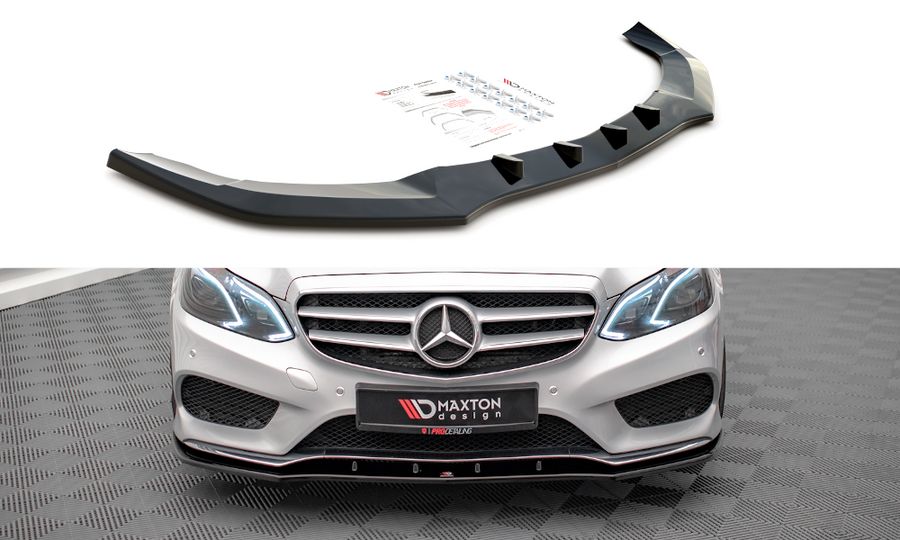 Maxton Design ME-E-212F-AMGLINE-FD1T Front Splitter V.1 Mercedes Benz E-Class AMG-Line Sedan W212 (Facelift) | ML Performance UK Car Parts