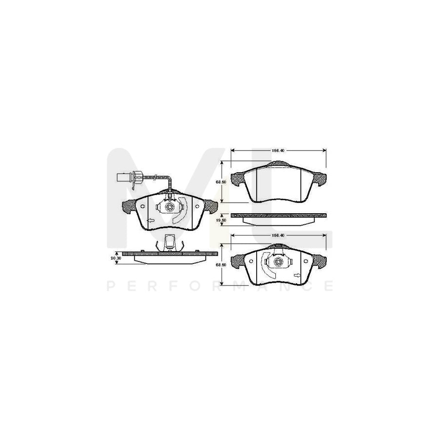 Bosch 0986Tb2304 Brake Pad Set For Vw Transporter Incl. Wear Warning Contact, With Accessories  | ML Performance Car Parts