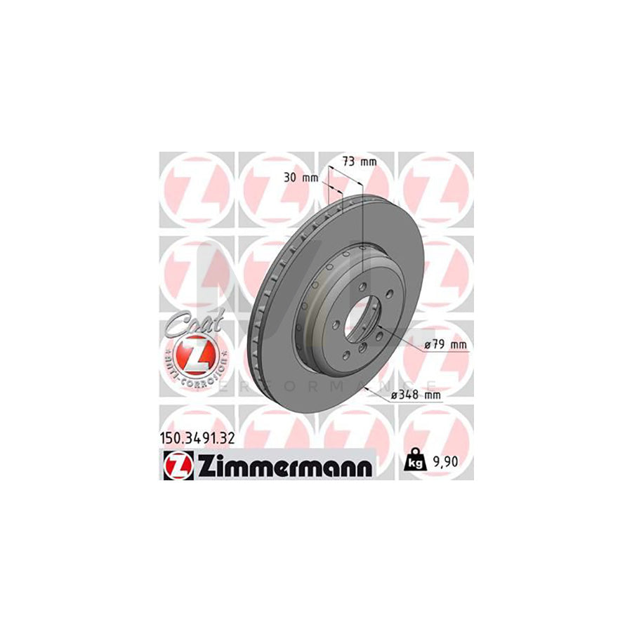 ZIMMERMANN FORMULA F COAT Z 150.3491.32 Brake Disc for BMW Z4 Roadster (E89) Internally Vented, Two-piece brake disc, Coated, High-carbon | ML Performance Car Parts