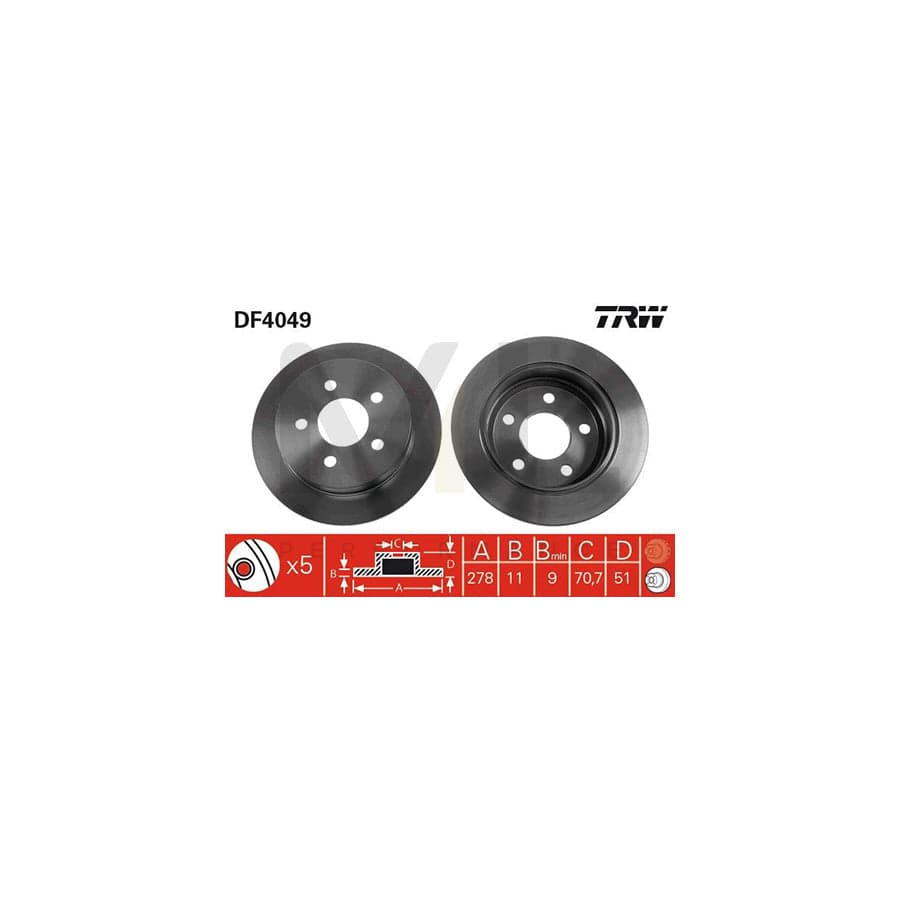 TRW DF4049 Brake Disc Solid, Painted | ML Performance Car Parts