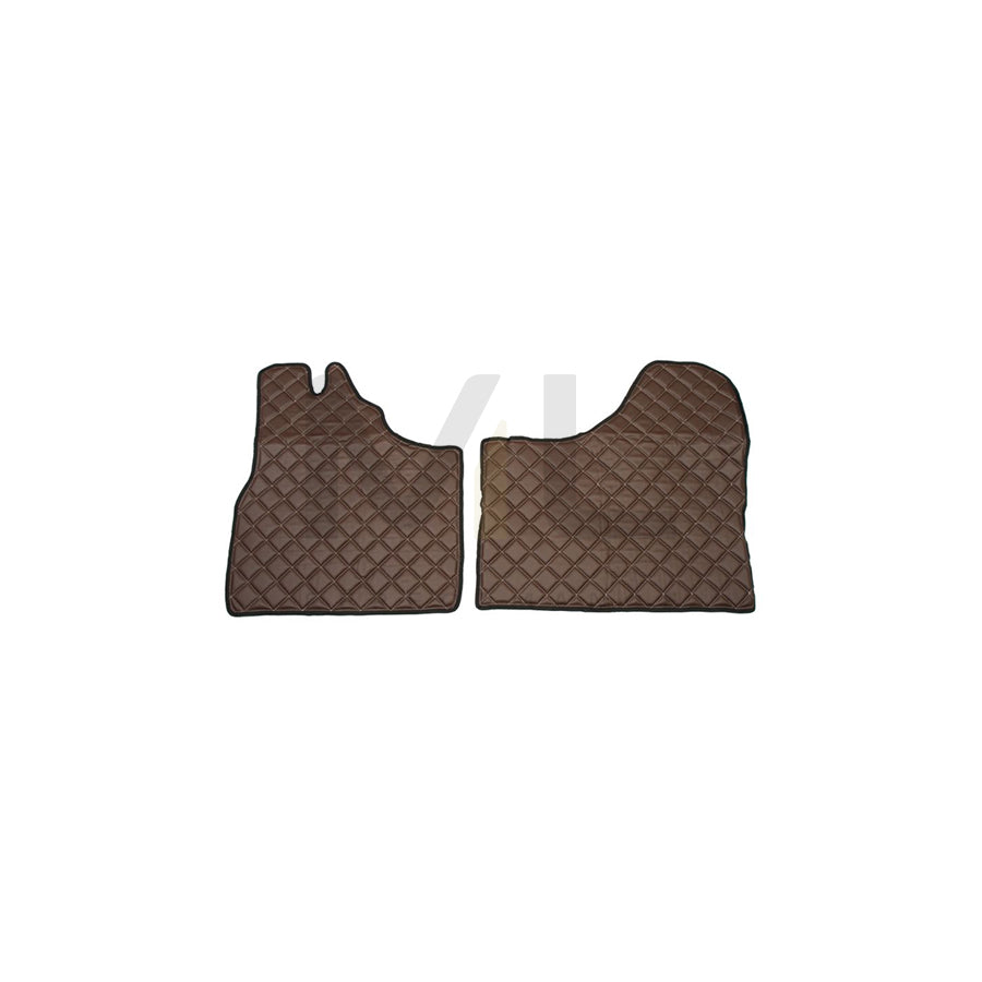 F-CORE FL19 BROWN Floor mat set Leatherette, Front, Quantity: 2, Brown | ML Performance Car Parts