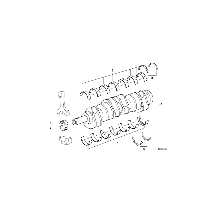 Genuine BMW 11211725457 E38 E31 Bearing Shell White 74,50MM(+0,50) (Inc. 750iLP, L7 & 750iL) | ML Performance UK Car Parts