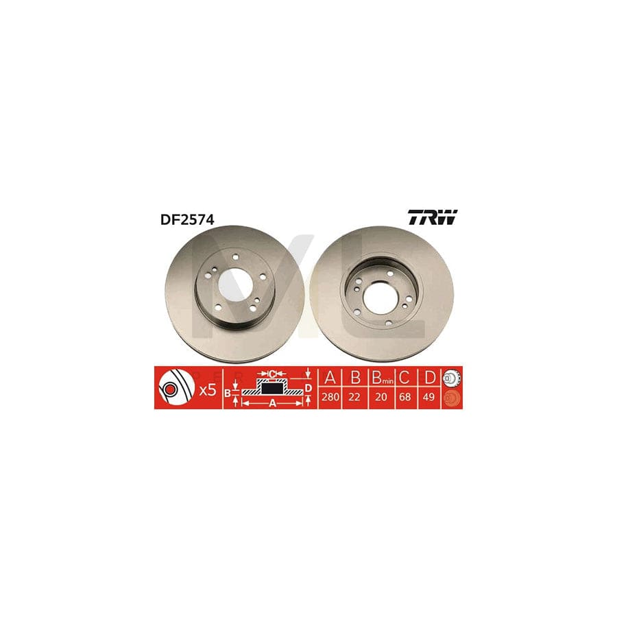 TRW DF2574 Brake Disc Vented, Painted | ML Performance Car Parts