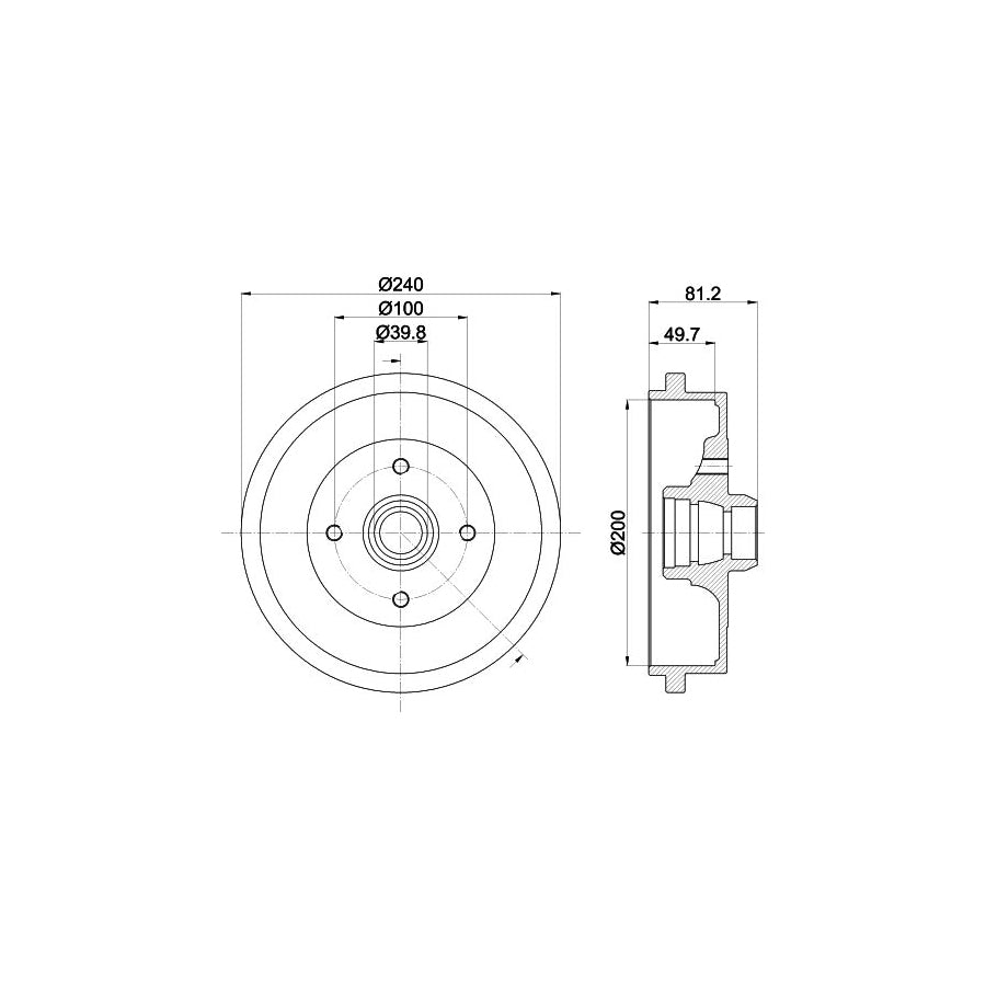 Hella 8DT 355 301-701 Brake Drum