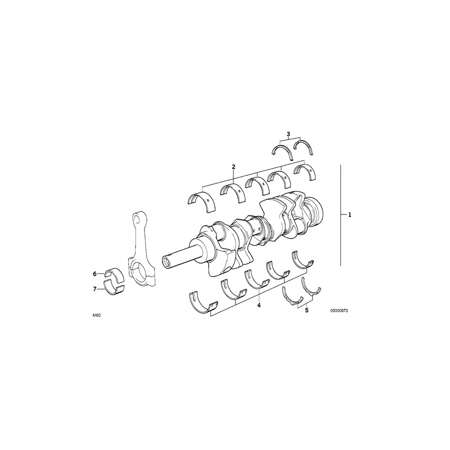 Genuine BMW 11211729087 E34 E38 E32 At-Crankshaft With Bearing Shells (Inc. 540i, 740i & 840i) | ML Performance UK Car Parts