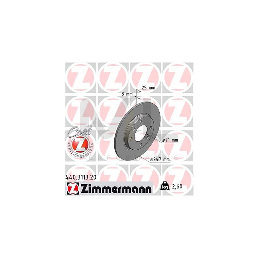 ZIMMERMANN COAT Z 440.3113.20 Brake Disc Solid, Coated | ML Performance Car Parts