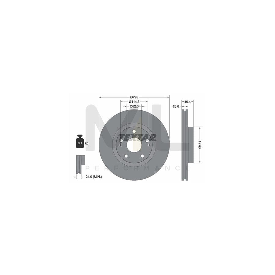 TEXTAR 92168000 Brake Disc Internally Vented, without wheel hub, without wheel studs | ML Performance Car Parts