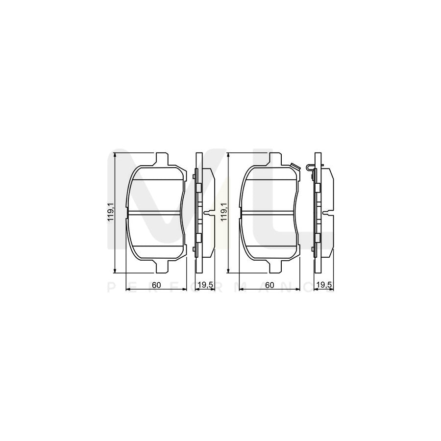 Bosch 0986494306 Brake Pad Set For Opel Gt Roadster (M07) With Acoustic Wear Warning, With Anti-Squeak Plate BP1240 | ML Performance Car Parts