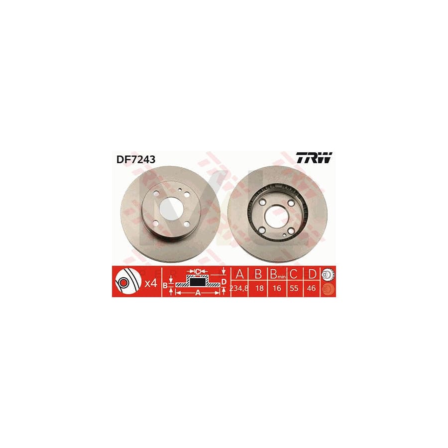 TRW DF7243 Brake Disc Vented, Painted | ML Performance Car Parts