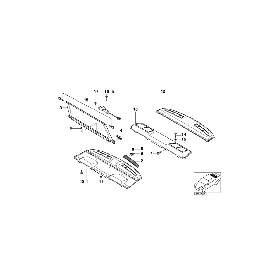 Genuine BMW 51468174269 E38 Rear Window Shelf F Sun Blind/Subwoofer ANTHRAZIT (Inc. 740i, 735iL & 730iL) | ML Performance UK Car Parts