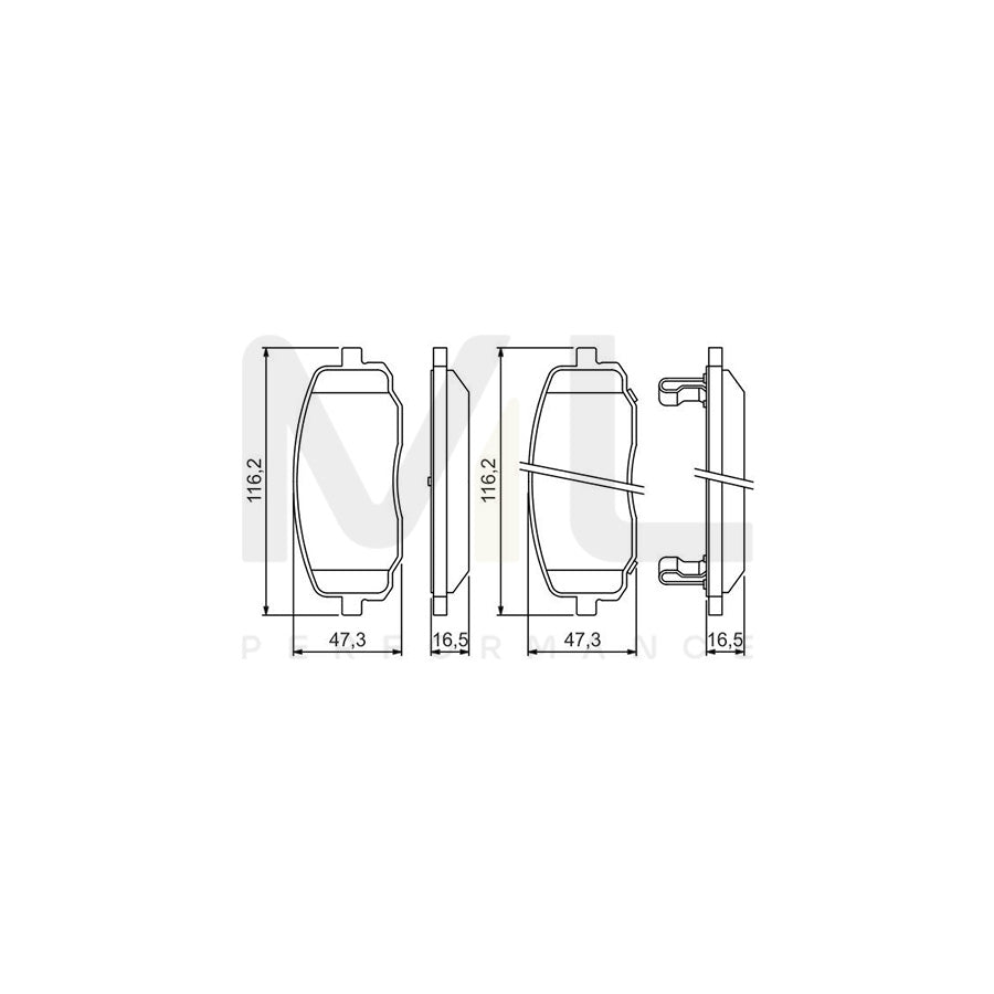 Bosch 0986494491 Brake Pad Set With Acoustic Wear Warning, With Mounting Manual BP1412 | ML Performance Car Parts