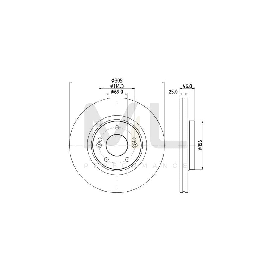 HELLA 8DD 355 126-541 Brake Disc Internally Vented, Coated, without wheel hub | ML Performance Car Parts