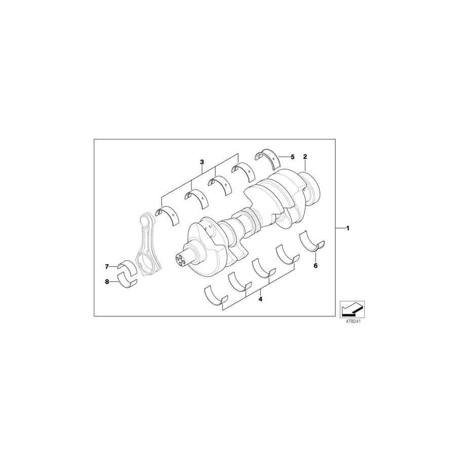 Genuine BMW 11212248594 E38 E65 Guide-Bearing Shell Yellow 70,00MM (Inc. 740d) | ML Performance UK Car Parts