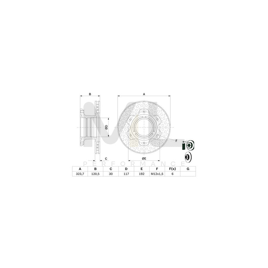 BOSCH 0 986 479 E48 Brake Disc suitable for MERCEDES-BENZ VARIO Vented, Coated | ML Performance Car Parts