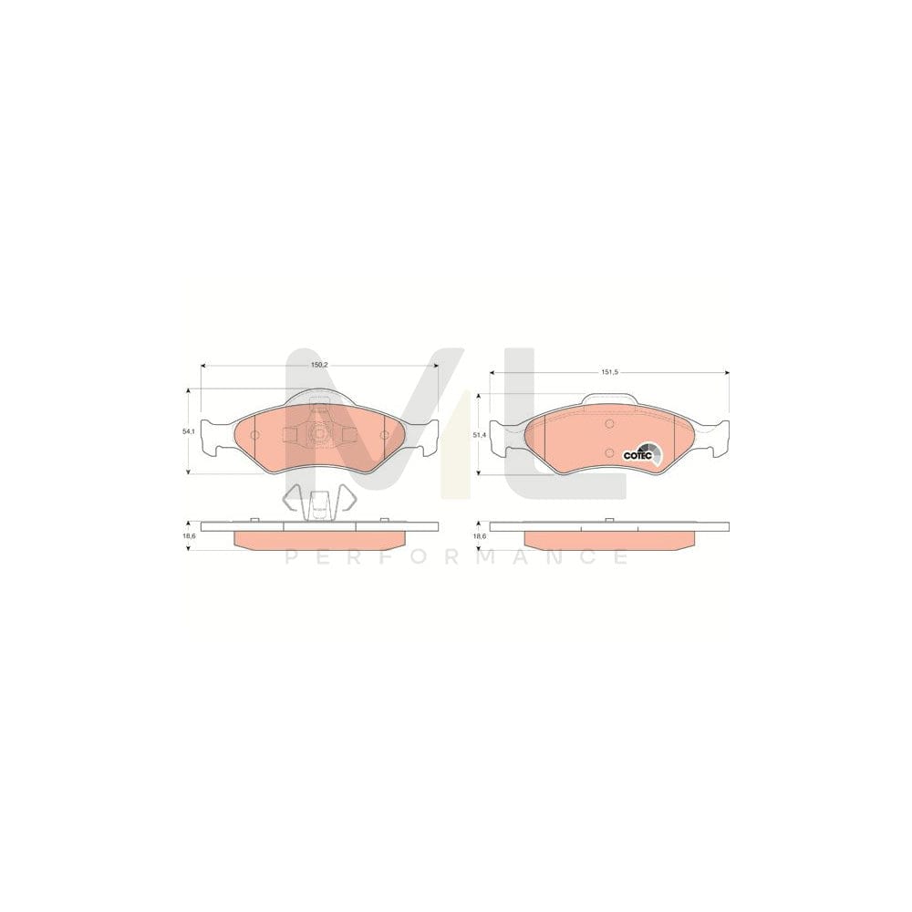 TRW Cotec Gdb1418 Brake Pad Set Not Prepared For Wear Indicator | ML Performance Car Parts