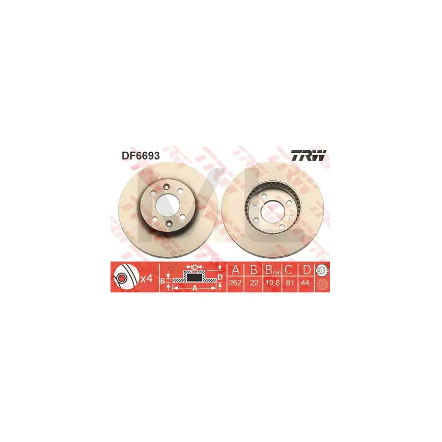 TRW DF6693 Brake Disc for RENAULT Megane Scenic (JA) Vented, Painted | ML Performance Car Parts