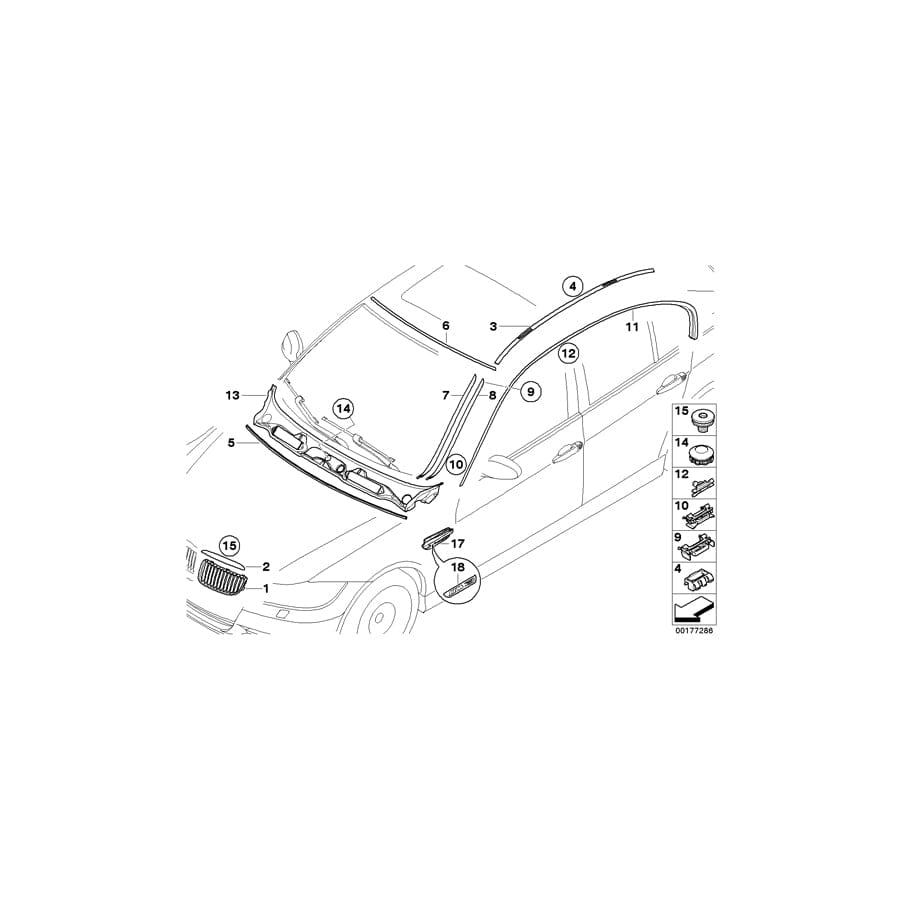 Genuine BMW 51137184002 E90 E91 Primed Drip Moulding, Right (Inc. 330xd, 316d & 318d) | ML Performance UK Car Parts