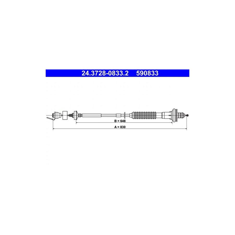 ATE 24.3728-0833.2 Clutch Cable For Peugeot 206