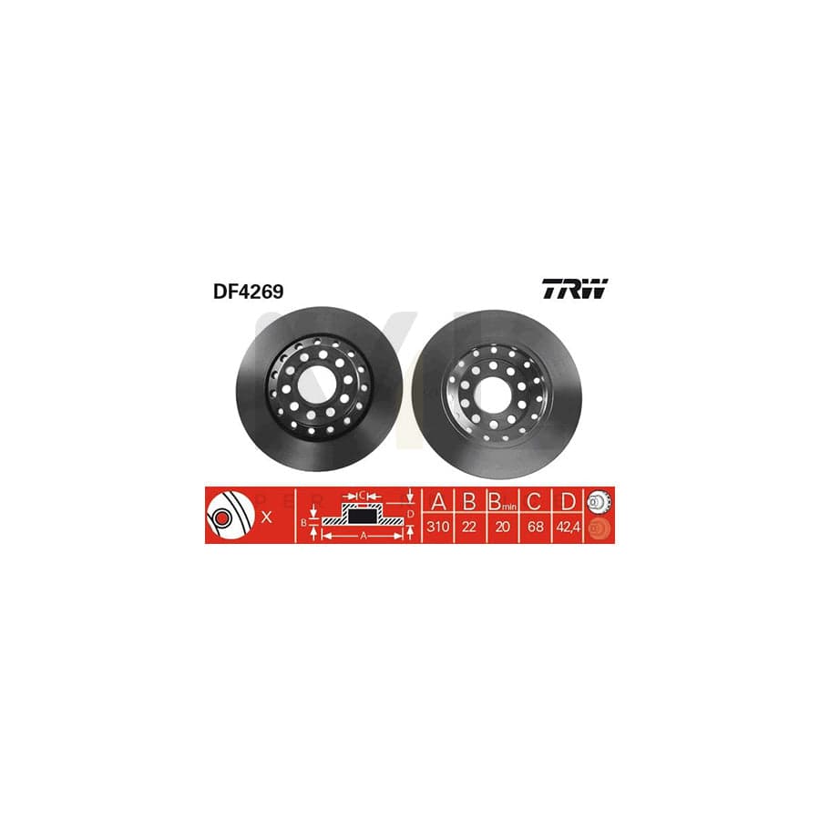 TRW DF4269 Brake Disc Vented, Painted, High-carbon | ML Performance Car Parts