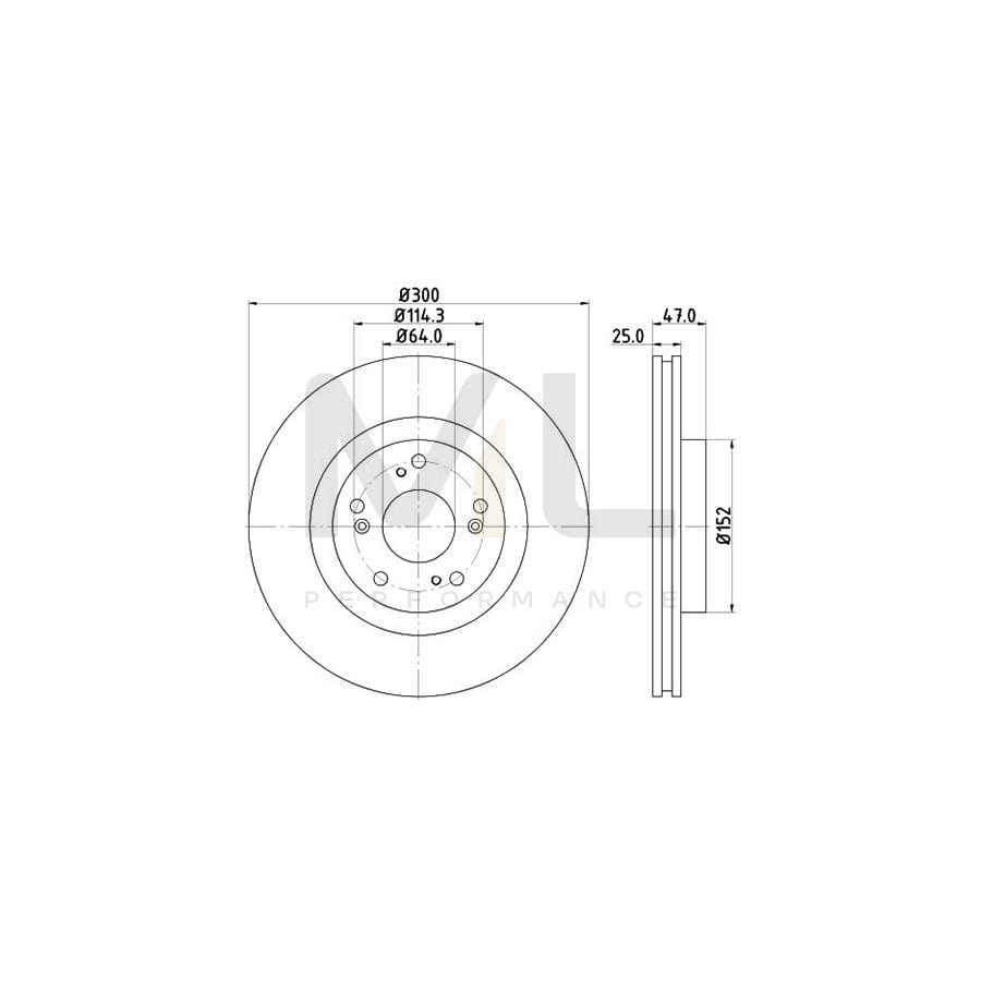 HELLA PRO 8DD 355 115-571 Brake Disc for HONDA CR-V II (RD) Internally Vented, Coated, without wheel hub, without wheel studs | ML Performance Car Parts