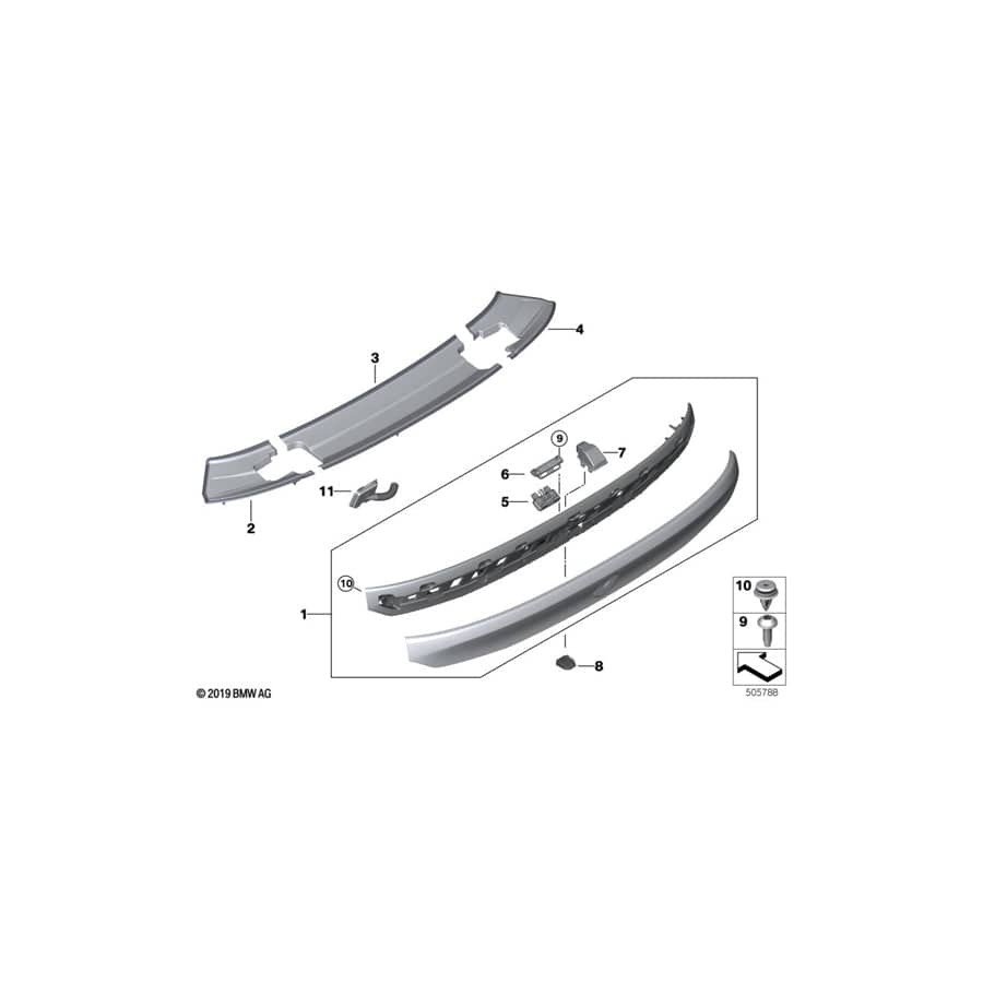 Genuine BMW 51627423547 G32 Trim Spoiler Mount, Left (Inc. 640iX, 620d & 640dX) | ML Performance UK Car Parts