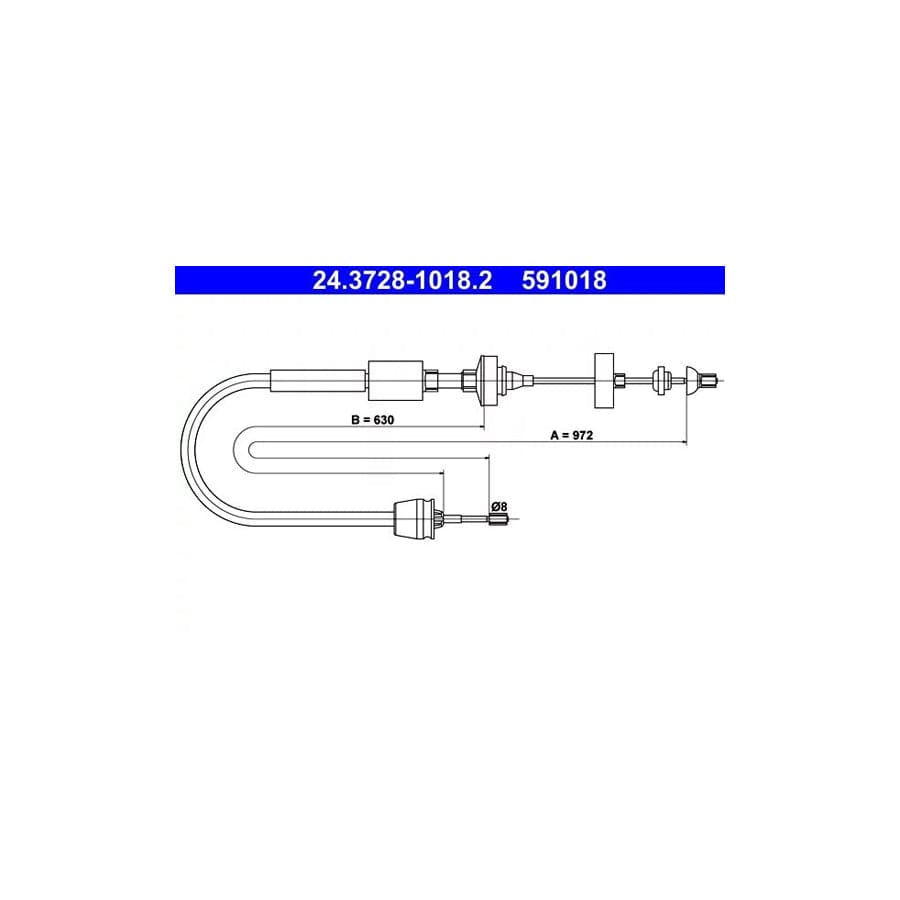 ATE 24.3728-1018.2 Clutch Cable For Renault Megane