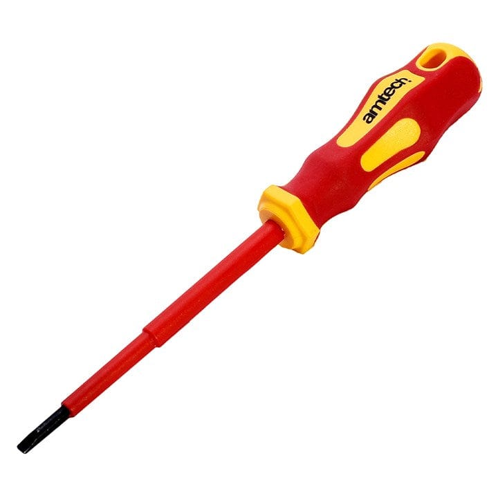 Amtech 4mm x 100mm slotted VDE™ 1000V electrical screwdriver | ML Performance DIY & Power Tools