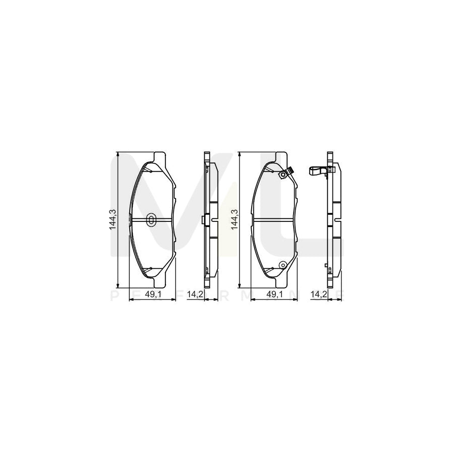 Bosch 0986495133 Brake Pad Set With Acoustic Wear Warning, With Mounting Manual BP1564 | ML Performance Car Parts