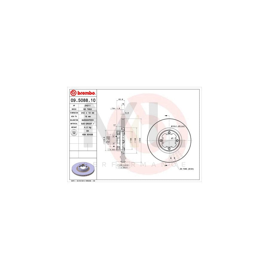 BREMBO 09.5088.10 Brake Disc Internally Vented | ML Performance Car Parts