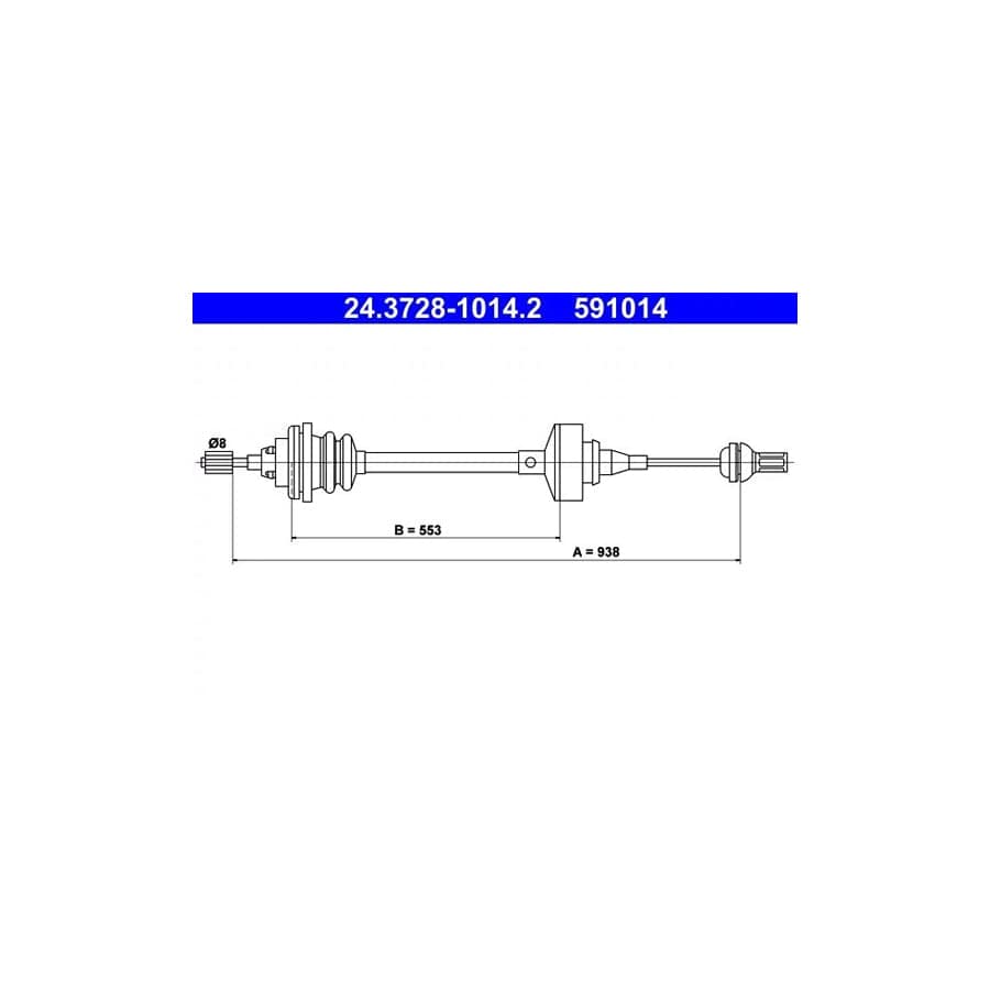 ATE 24.3728-1014.2 Clutch Cable For Renault Twingo