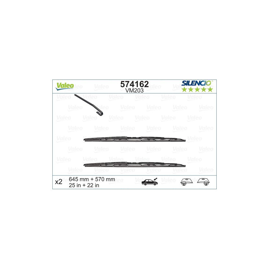 Valeo Silencio, Silencio Conventional Set 574162 Wiper Blade For BMW 5 Series | ML Performance UK Car Parts