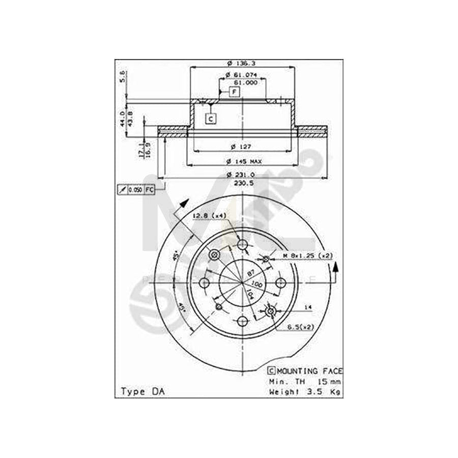 BREMBO 09.3095.10 Brake Disc Internally Vented, with bolts/screws | ML Performance Car Parts