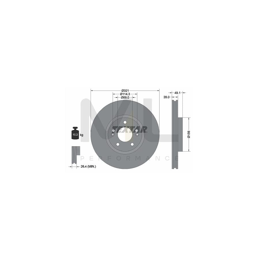 TEXTAR PRO 92166003 Brake Disc Internally Vented, Coated, without wheel hub, without wheel studs | ML Performance Car Parts